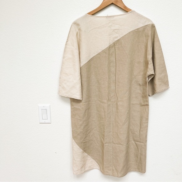 Linen Color Block Neutral Dress Size M - Picture 4 of 4
